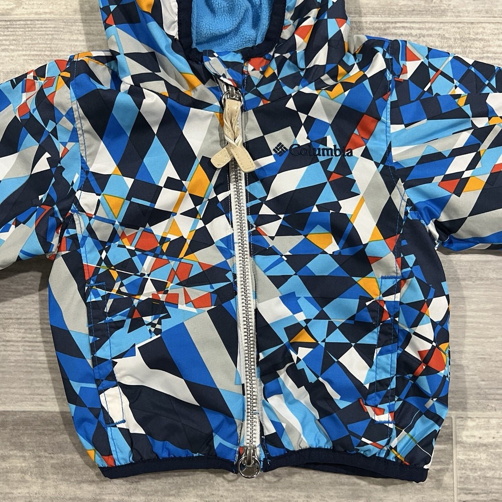Columbia Baby Boys‎ Size 6 Months Jacket Blue/White/Orange Geometric Shape